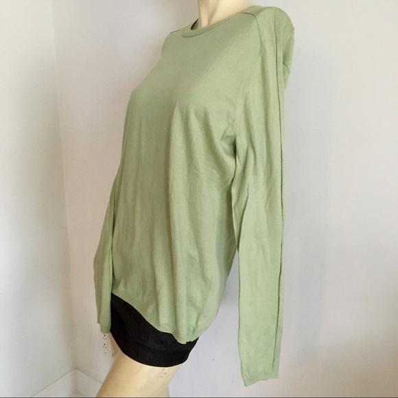 Elie Tahari green crewneck long sleeve cotton sweater size large - Picture 2 of 6